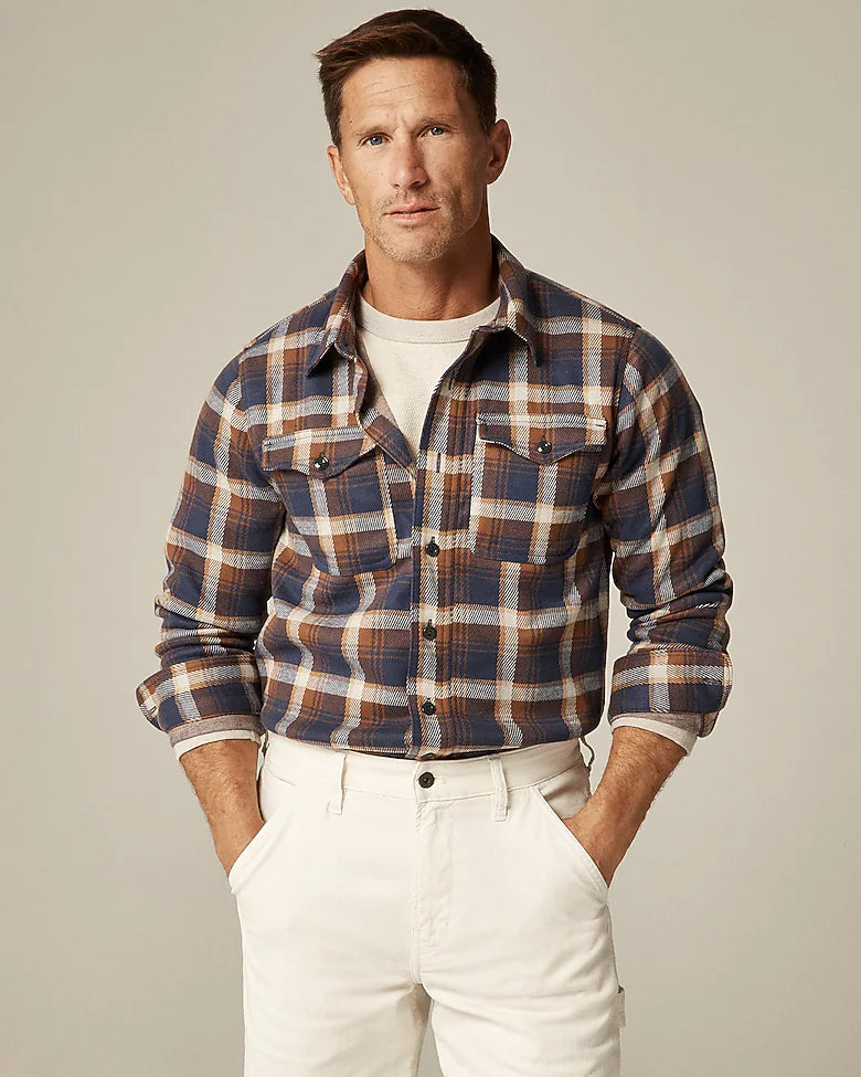 Camisa Seaboard de punto suave a cuadros azul martini