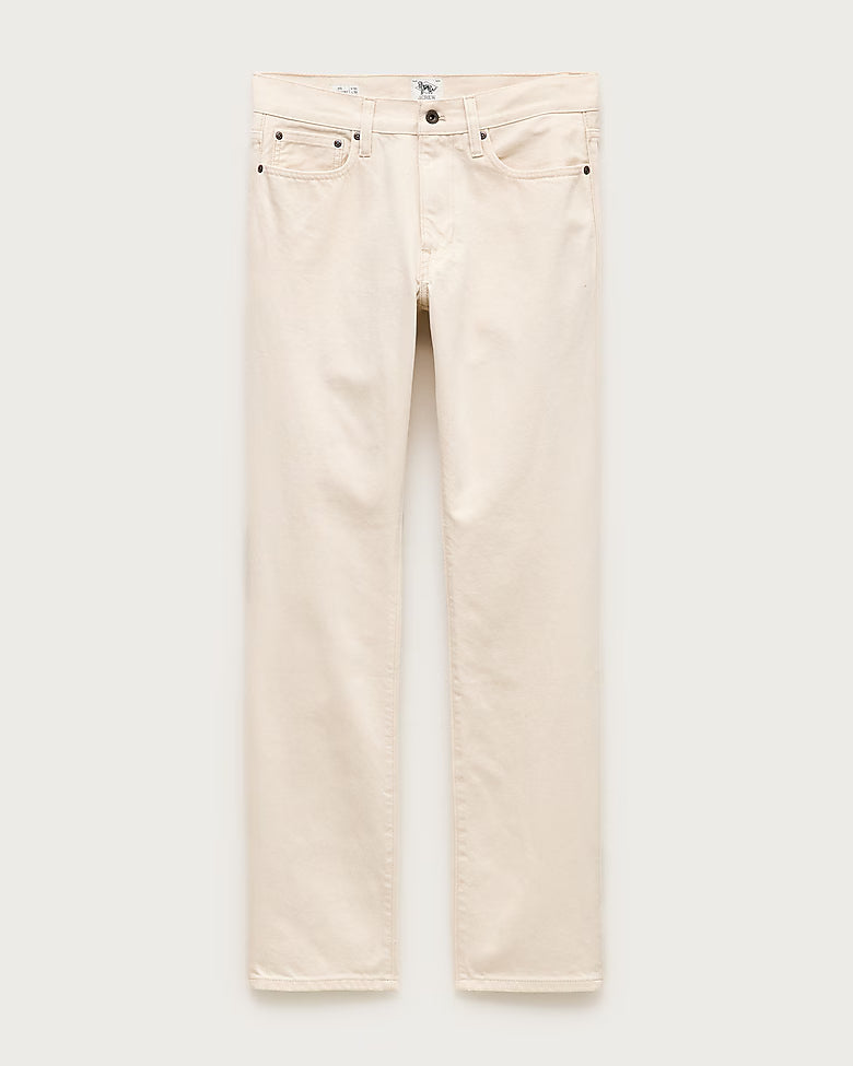 Jean de corte recto en denim natural color crema con semilla