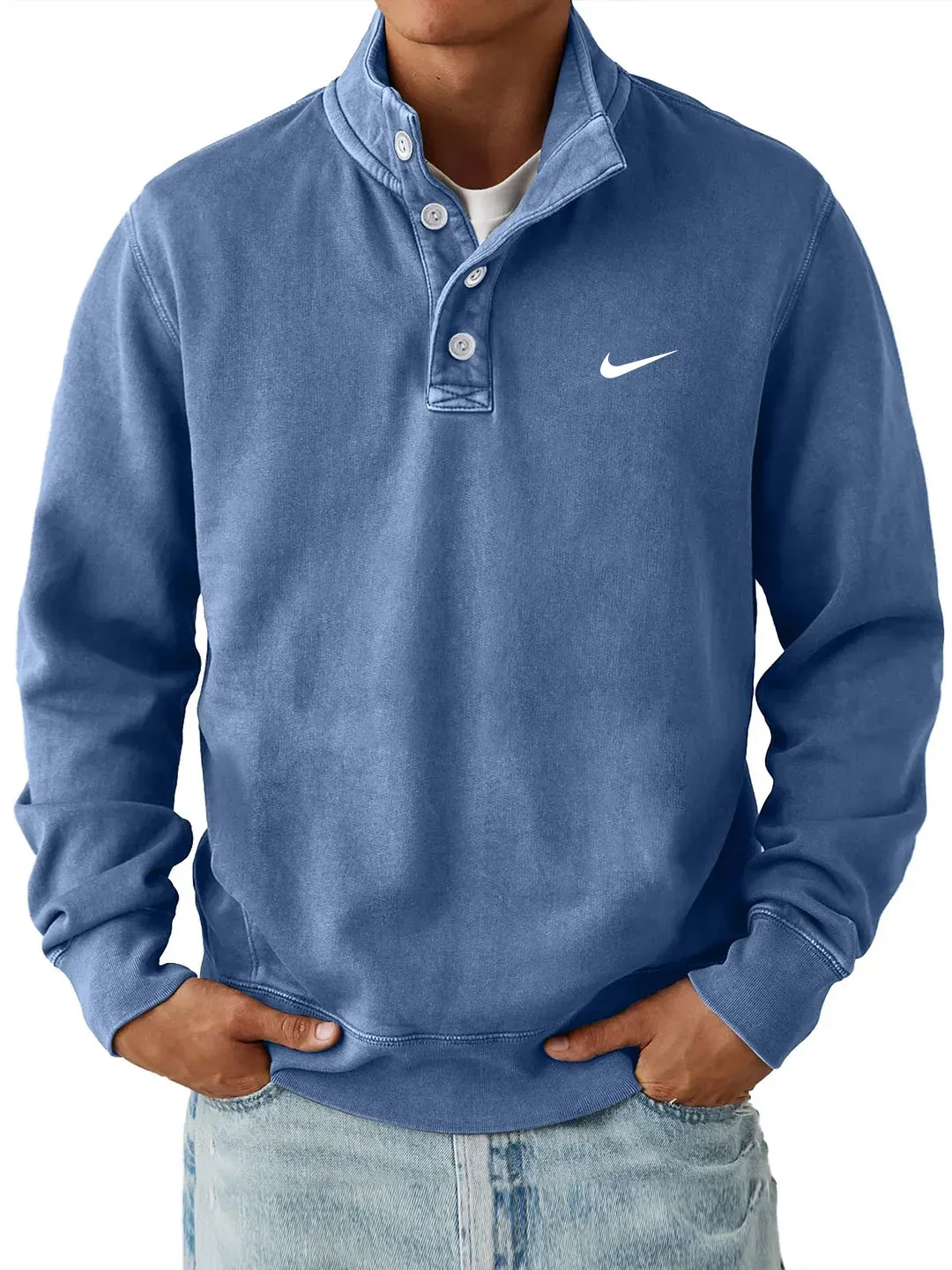 Sweat-shirt classique à col boutonné (1+1 Gratuit)