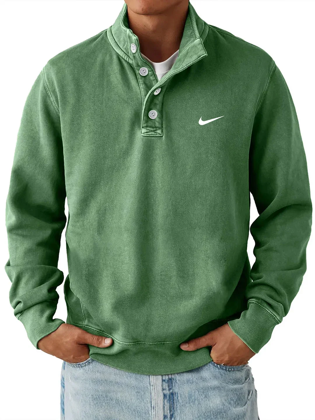 Sweat-shirt classique à col boutonné (1+1 Gratuit)