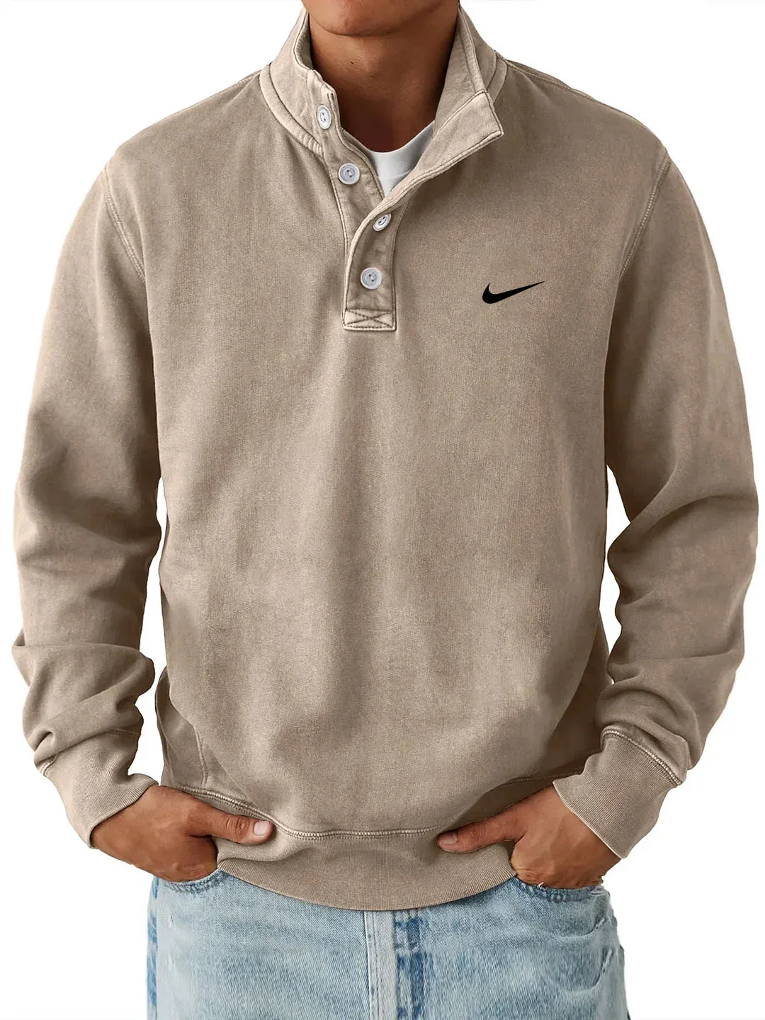Sweat-shirt classique à col boutonné (1+1 Gratuit)